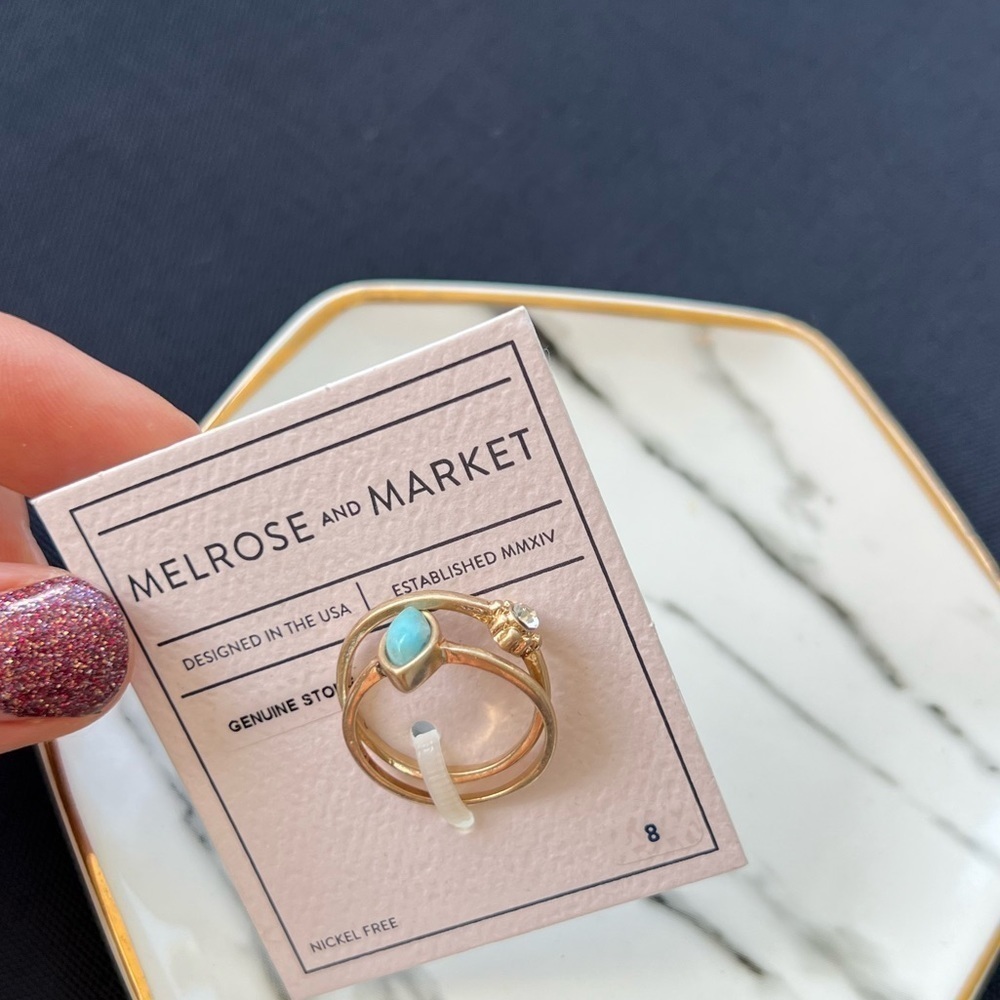 Melrose and Market NEW Gold Rings Size 8 Genuine Stone Nickel Free - Picture 4 of 5